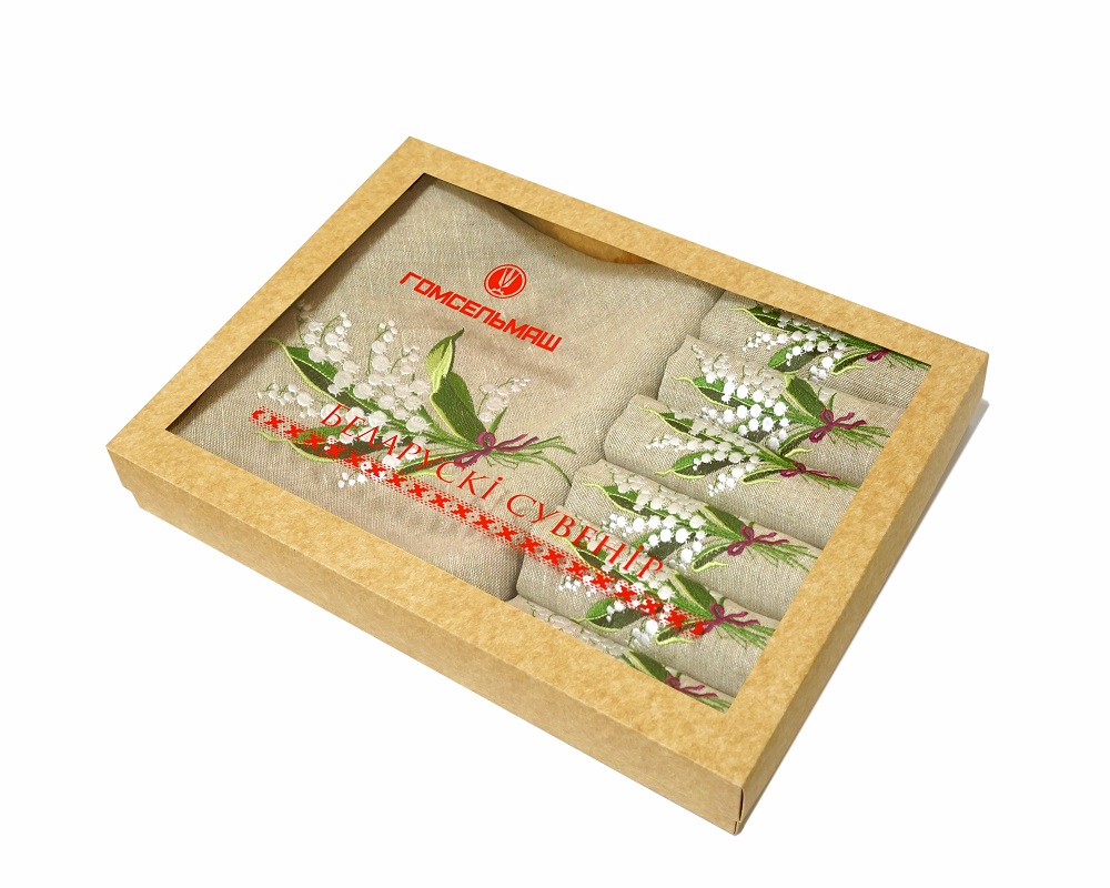 Комплект столовый + 6 салфеток серый