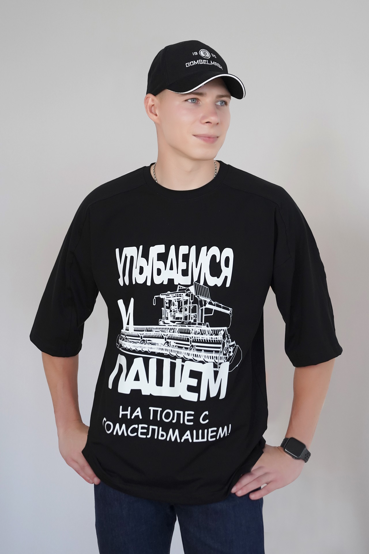 Фуфайка (футболка) оверсайз арт.183 с оригинальным принтом