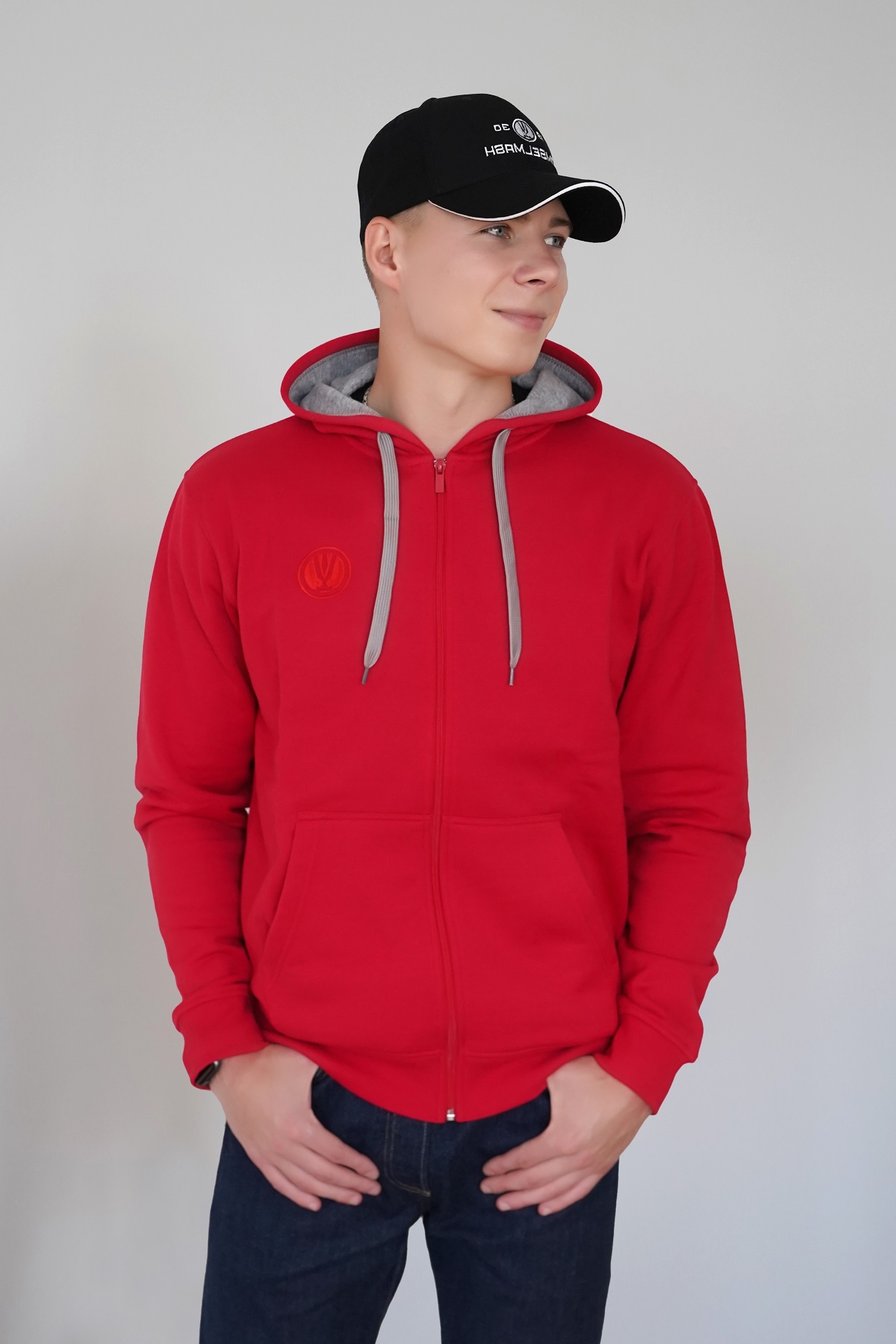 Толстовка STAN с капюшоном на молнии, красная